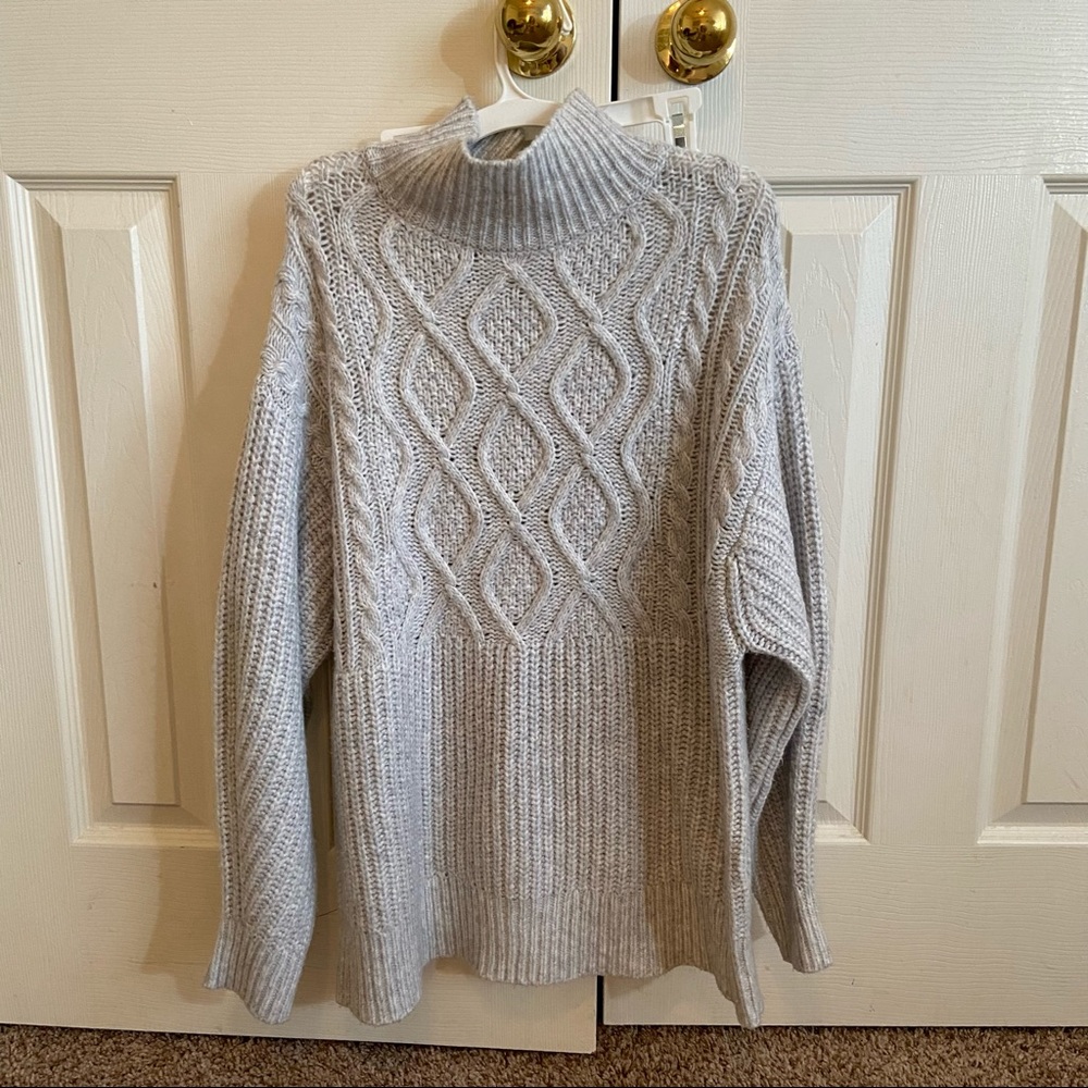 Gray knit turtleneck sweater